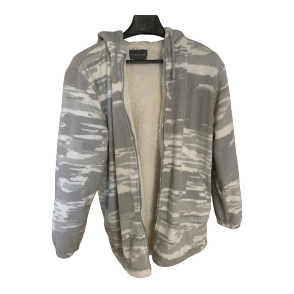 Classic Editions Camo Hoodie Full Zip Jacket Unisex Sz: M GREY WHITE Long Sleeve - Picture 4 of 11